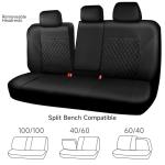 CAR PASS Faux Leather Back Seat Cover, Universal Quilting Waterproof Bench Rear Seat Cover Universal car seat Cover Fit 95% Automotive Interior Covers for Sedans SUVs Vans Small Trucks, All Black
