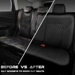 CAR PASS Faux Leather Back Seat Cover, Universal Quilting Waterproof Bench Rear Seat Cover Universal car seat Cover Fit 95% Automotive Interior Covers for Sedans SUVs Vans Small Trucks, All Black