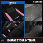 NASCAR Car Floor Mats, Carpet & Pink Leather Design Car Mats, Universal-Fit All-Weather Car Floor Mats with Built-in Heel Pad & Anti-Slip Backing, Durable Odorless Automotive Interior Accessories