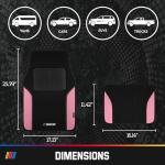 NASCAR Car Floor Mats, Carpet & Pink Leather Design Car Mats, Universal-Fit All-Weather Car Floor Mats with Built-in Heel Pad & Anti-Slip Backing, Durable Odorless Automotive Interior Accessories