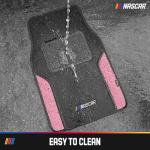 NASCAR Car Floor Mats, Carpet & Pink Leather Design Car Mats, Universal-Fit All-Weather Car Floor Mats with Built-in Heel Pad & Anti-Slip Backing, Durable Odorless Automotive Interior Accessories