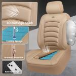 CAR PASS 3D Foam PU Leather Car Seat Covers, Universal Seat Covers Front 2 for Trucks SUV Sedan Automotive Seat Covers Armrest Airbag Compatible Waterproof Comfortable Faux Nappa Leather All Beige