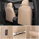 CAR PASS 3D Foam PU Leather Car Seat Covers, Universal Seat Covers Front 2 for Trucks SUV Sedan Automotive Seat Covers Armrest Airbag Compatible Waterproof Comfortable Faux Nappa Leather All Beige