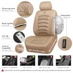CAR PASS 3D Foam PU Leather Car Seat Covers, Universal Seat Covers Front 2 for Trucks SUV Sedan Automotive Seat Covers Armrest Airbag Compatible Waterproof Comfortable Faux Nappa Leather All Beige