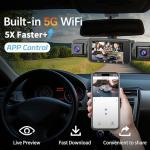 4 Channel Dash Cam Front and Rear Cabin, 360° Dash Camera ，Night Vision 8 IR Lamps Dash Camera for Cars, 5G WiFi for Download, G-Sensor, 24H/7 Parking Mode with 64GB Card,Support 256 GB Max