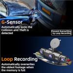 4 Channel Dash Cam Front and Rear Cabin, 360° Dash Camera ，Night Vision 8 IR Lamps Dash Camera for Cars, 5G WiFi for Download, G-Sensor, 24H/7 Parking Mode with 64GB Card,Support 256 GB Max