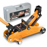PM PERFORMOTOR Low Profile Hydraulic Trolley Service/Floor Jack, 2 Ton (4000 lbs) Capacity, Lifting Range 5.1"-13",Orange,PM-TOL-FJ20-OG