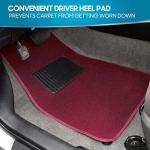 BDK Premium Burgundy Red Carpet Floor Mats for Cars - Universal Fit Interior 4-Piece Car Mats Full Set with Vinyl Heel Pad Protector - Cute Car Accessories Interior Floor Covers for SUVs & Trucks