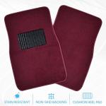 BDK Premium Burgundy Red Carpet Floor Mats for Cars - Universal Fit Interior 4-Piece Car Mats Full Set with Vinyl Heel Pad Protector - Cute Car Accessories Interior Floor Covers for SUVs & Trucks