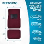 BDK Premium Burgundy Red Carpet Floor Mats for Cars - Universal Fit Interior 4-Piece Car Mats Full Set with Vinyl Heel Pad Protector - Cute Car Accessories Interior Floor Covers for SUVs & Trucks