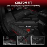 LASFIT Floor Mats for Ford F-150 2015-2026 | F150 Lightning 2022-2025 SuperCrew (Rear w/o Fold Flat Storage) Carpet Floor All Weather Protector TPE Truck Liners- 1st & 2nd Row, 3pcs Black