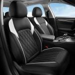 Coverado 59007 Car Seat Cover, Car Seat Covers Front Seats, Waterproof Car Seat Covers, Front Seat Covers Faux Leather Driver Car Seat Protector Fit for Most Cars Trucks SUV, Black&White