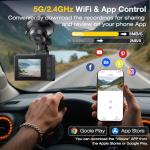 4K Dash Cam Front Rear, Dual Channel Dash Cams with 64GB Card 4K+1080P, Dash Camera for Cars with 5G WiFi, APP Control,2.0" IPS Screen,Night Vision,G-Sensor,170°Wide Angle,Parking Mode,Loop Recording