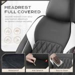 Coverado 59007 Car Seat Cover, Car Seat Covers Front Seats, Waterproof Car Seat Covers, Front Seat Covers Faux Leather Driver Car Seat Protector Fit for Most Cars Trucks SUV, Black&White