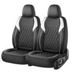 Coverado 59007 Car Seat Cover, Car Seat Covers Front Seats, Waterproof Car Seat Covers, Front Seat Covers Faux Leather Driver Car Seat Protector Fit for Most Cars Trucks SUV, Black&White