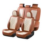 FLORICH Leather Car Seat Cover 5 Pieces, Full Set Car Seat Covers, Automotive Seat Covers Protector Fit for Most Sedans SUV Pick-up Truck - Brown&Beige