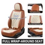 FLORICH Leather Car Seat Cover 5 Pieces, Full Set Car Seat Covers, Automotive Seat Covers Protector Fit for Most Sedans SUV Pick-up Truck - Brown&Beige