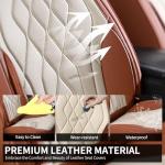 FLORICH Leather Car Seat Cover 5 Pieces, Full Set Car Seat Covers, Automotive Seat Covers Protector Fit for Most Sedans SUV Pick-up Truck - Brown&Beige