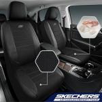 Skechers Air-Cooled Memory Foam Seat Covers,Mesh Thick Car Seat Covers,Piping Leather Car Seat Covers Front Seats,Airbag Compatible,Automotive Comfort Universal FitMost Cars,Vans,Truck,SUV,Black