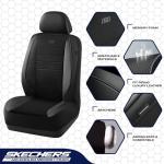 Skechers Air-Cooled Memory Foam Seat Covers,Mesh Thick Car Seat Covers,Piping Leather Car Seat Covers Front Seats,Airbag Compatible,Automotive Comfort Universal FitMost Cars,Vans,Truck,SUV,Black