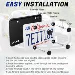 GaRhomxy Silicone License Plate Frames, 2 Pack Black License Plate Frame, Easy to Install Universal US License Plate Holder, Rust Proof, Weatherproof & Rattle-Proof, Car Exterior Accessories