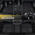 All Weather Floor Mats Custom Fit for Toyota RAV4 2019-2025 Waterproof Heavy Duty Anti-Slip Car Mats, 1st & 2nd Row Full Black