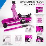 GAOLLY Floor Jack Kit 2.5 Ton (5,500 lbs) | Car Jack - Hydraulic Low Profile Trolley Jack - Tire Tool for SUV and Auto with Lug Wrench Pink