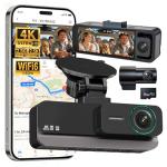 Nymzview 4K+2.5K+2.5K 3 Channel Dash Cam - Front/Rear/Inside - 5.8GHz WiFi 6 Dashcam with IR Night Vision, 64GB Card, 24H Parking Mode, G-Sensor - Car Dash Cam for Rideshare & Taxi