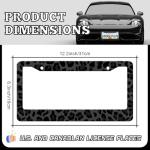 Black Leopard Print License Plate Frames - 2 Pack Animal Cheetah Print License Plate Holder Covers, Aluminum Metal Rust-Proof Waterproof Car Tag Frame with Screws Fasteners Caps