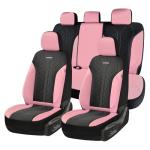 Coverado Automotive Seat Covers Full Set, Luxury Car Seat Covers, Leather Seat Covers, Mesh Design, Pink Driver Seat Protectors, Universal Fit for SUVs, Trucks, Sedans