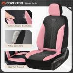 Coverado Automotive Seat Covers Full Set, Luxury Car Seat Covers, Leather Seat Covers, Mesh Design, Pink Driver Seat Protectors, Universal Fit for SUVs, Trucks, Sedans