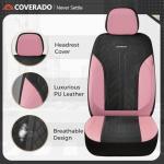 Coverado Automotive Seat Covers Full Set, Luxury Car Seat Covers, Leather Seat Covers, Mesh Design, Pink Driver Seat Protectors, Universal Fit for SUVs, Trucks, Sedans