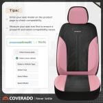Coverado Automotive Seat Covers Full Set, Luxury Car Seat Covers, Leather Seat Covers, Mesh Design, Pink Driver Seat Protectors, Universal Fit for SUVs, Trucks, Sedans