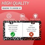 Black Gray Leopard Print License Plate Frame Beautiful Cheetah Print License Plate Holder Funny Stainless Steel Accessories Cars Decor with 2 Holes and Screws Fits Standard Us Ca Vehicles 12.2 X 6 in
