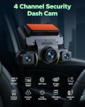 LAMTTO 360 Degree View 4 Channel Dash Cam Front and Rear Inside 5G WiFi Dash Camera for Cars APP Control 8 IR Night Vision 24H Parking Monitor with Hardwire Kit, G-Sensor, Included 128GB Card