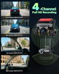 LAMTTO 360 Degree View 4 Channel Dash Cam Front and Rear Inside 5G WiFi Dash Camera for Cars APP Control 8 IR Night Vision 24H Parking Monitor with Hardwire Kit, G-Sensor, Included 128GB Card