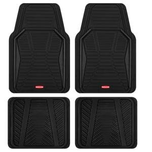 Rubbermaid Car Mat Full Set All-Weather Heavy-Duty 4 Pieces– Trim-to-Fit Universal Car Mats Full Set – Waterproof Rubber Floor Liners for Most Trucks, SUVs, Vans, and Sedans-Black
