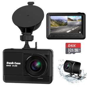 Dash Cam Front and Rear, 2.5K+1080P Dual Dash Camera for Cars with 32GB SD Card, 2.45 inch IPS Screen, 2 Mounting Ways, Night Vision, WDR, Accident Lock, Loop Recording, Parking Monitor