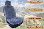 Genuine Sheepskin Seat Cover Lambskin Seat Cover Winter Car Seat Cover Lambs Wool Sheep Skin Fuzzy Shearling Car Accessories with Curve Patten (Gray with bit of Bluish Tint)