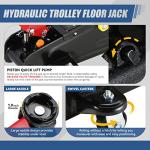 Auto Dynasty 2 Ton Floor Jack with Jack Stands, Heavy Duty Steel Hydraulic Racing Floor Jack with Single Piston Quick Lift Pump, Hydraulic Trolley Service Car Jack, Red/Black