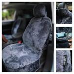 Genuine Sheepskin Seat Cover Lambskin Seat Cover Winter Car Seat Cover Lambs Wool Sheep Skin Fuzzy Shearling Car Accessories with Curve Patten (Gray with bit of Bluish Tint)