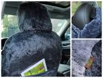 Genuine Sheepskin Seat Cover Lambskin Seat Cover Winter Car Seat Cover Lambs Wool Sheep Skin Fuzzy Shearling Car Accessories with Curve Patten (Gray with bit of Bluish Tint)