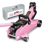 PM PERFORMOTOR Low Profile Hydraulic Trolley Service/Floor Jack, 1.5 Ton (3000 lbs) Capacity, Lifting Range 5.3"-12",Pink,PM-TOL-FJ15-PK