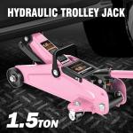 PM PERFORMOTOR Low Profile Hydraulic Trolley Service/Floor Jack, 1.5 Ton (3000 lbs) Capacity, Lifting Range 5.3"-12",Pink,PM-TOL-FJ15-PK
