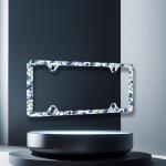 Blue Boho Flowers License Plate Frame Cute Floral License Plate Personalise Auto Parts for Men Women Car Decoration Stainless Steel Funny License Plate Holder with Screws 12.2" x 6.2"