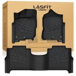 LASFIT Floor Mats for Nissan Titan 2017-2024(Only Fit Crew Cab) & Titan XD 2016-2024,All Weather Custom Fit Floor Liners for Titan 1st & 2nd Row Car Mats (Not Fit Without Rear Seat Cargo Organizer)