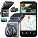 BOTSLAB 4K Dash Cam Front and Rear, STARVIS 2 Sensor, Voice Control, 64GB Card Included, 5GHz WiFi Dashcam Front and Rear Camera, Built in GPS, WDR Night Vision, 170°Wide Angle, 24H Parking Mode
