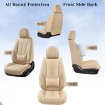Coverado Seat Covers, Car Seat Covers Front Seats, Beige Car Seat Cover, Car Seat Protector Waterproof, Car Seat Cushion Nappa Leather, Seat Covers Carseat Cover Universal Fit for Most Cars