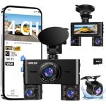360° Dash Cam Front and Rear Inside, 4 Channel Dash Camera for Cars FHD 1080Px4, Built-in Wi-Fi, 3.16” IPS Screen, WDR Night Vision, Voice Control, Free 64GB Card, 24H Parking Mode