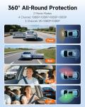 360° Dash Cam Front and Rear Inside, 4 Channel Dash Camera for Cars FHD 1080Px4, Built-in Wi-Fi, 3.16” IPS Screen, WDR Night Vision, Voice Control, Free 64GB Card, 24H Parking Mode